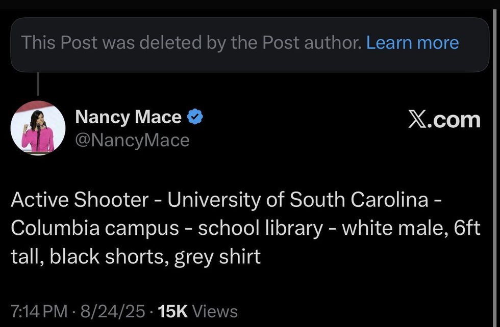 Screenshot of Nancy Mace's post