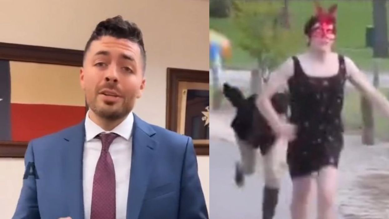 Screenshot of Nate Schatzline; Nate Schatzline in drag