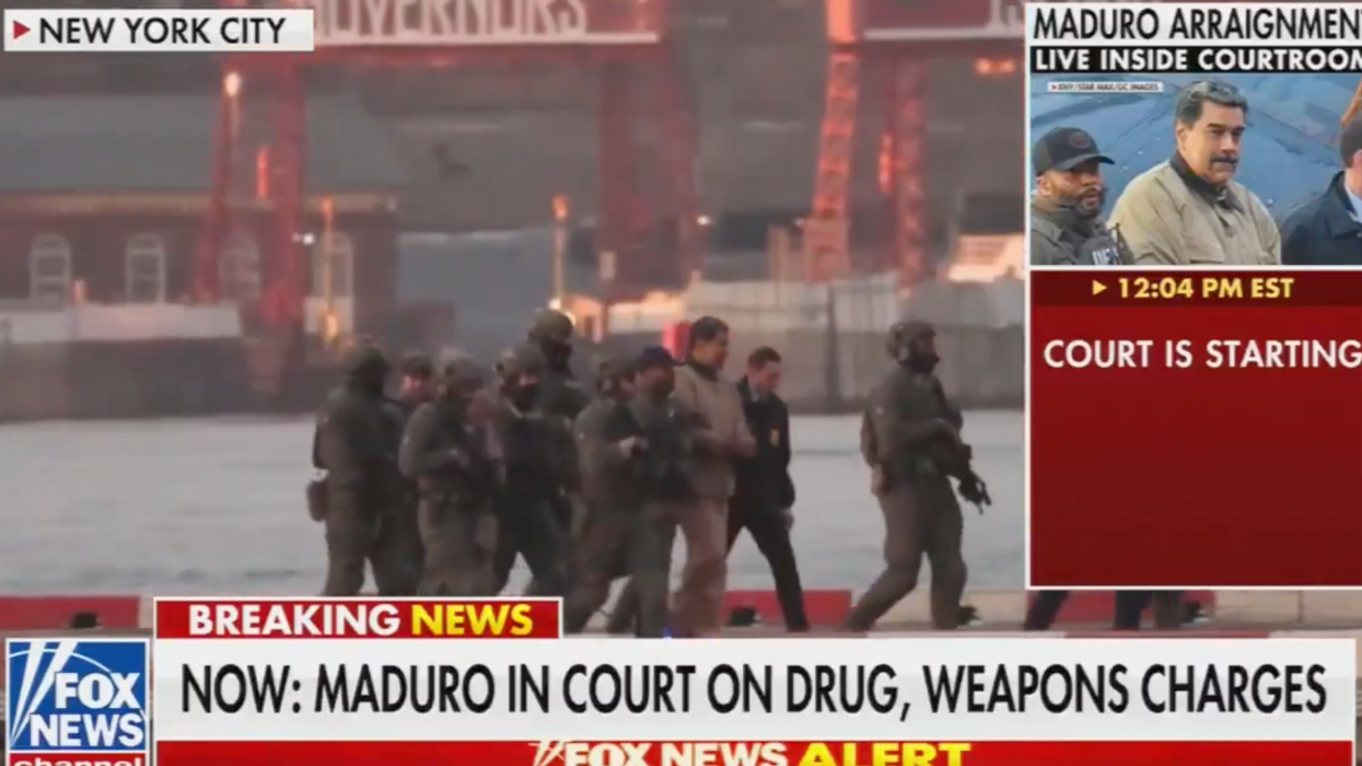 Screenshot of Nicolás Maduro in custody on Fox broadcast