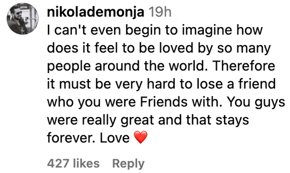 Screenshot of @nikolademonja's post on Instagram