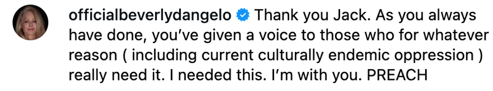 Screenshot of @officialbeverlydangelo's post