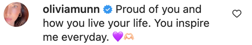 Screenshot of @oliviamunn's post on Instagram