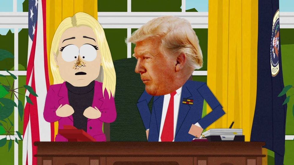 Screenshot of Pam Bondi and Donald Trump "South Park" characters