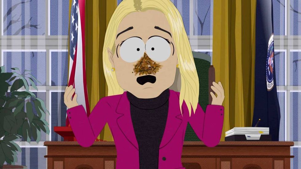 Screenshot of Pam Bondi "South Park" character