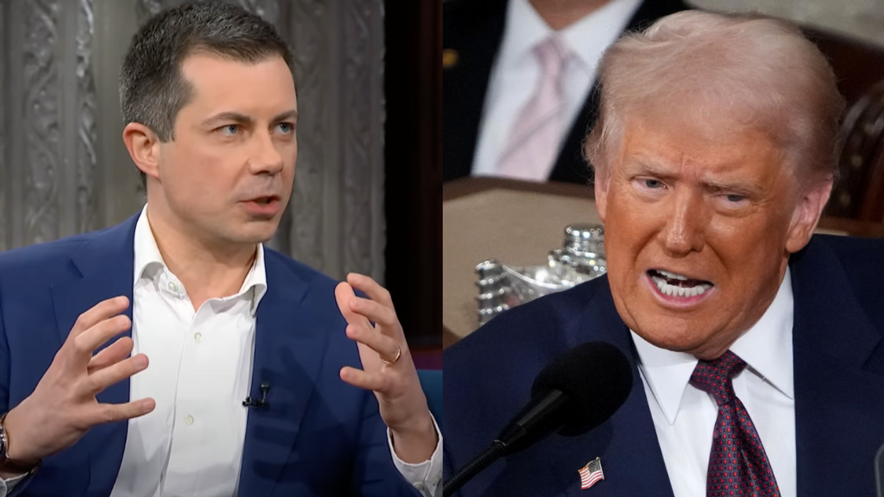 Screenshot of Pete Buttigieg; Donald Trump