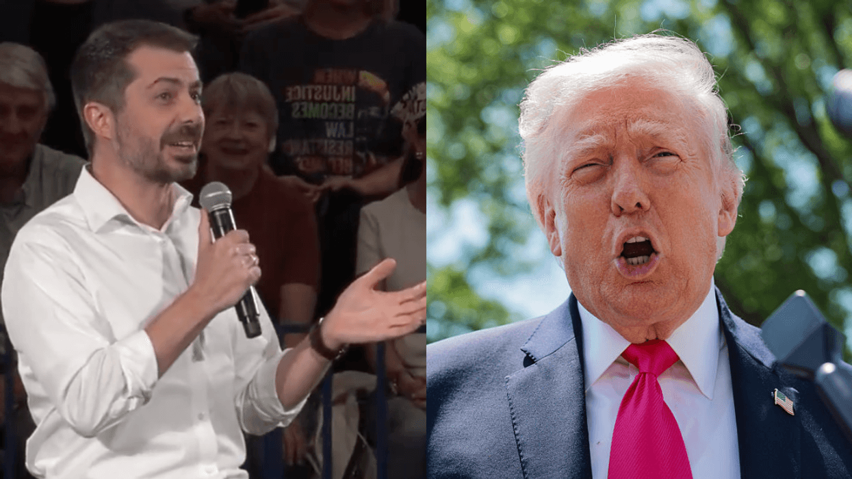 Screenshot of Pete Buttigieg; Donald Trump