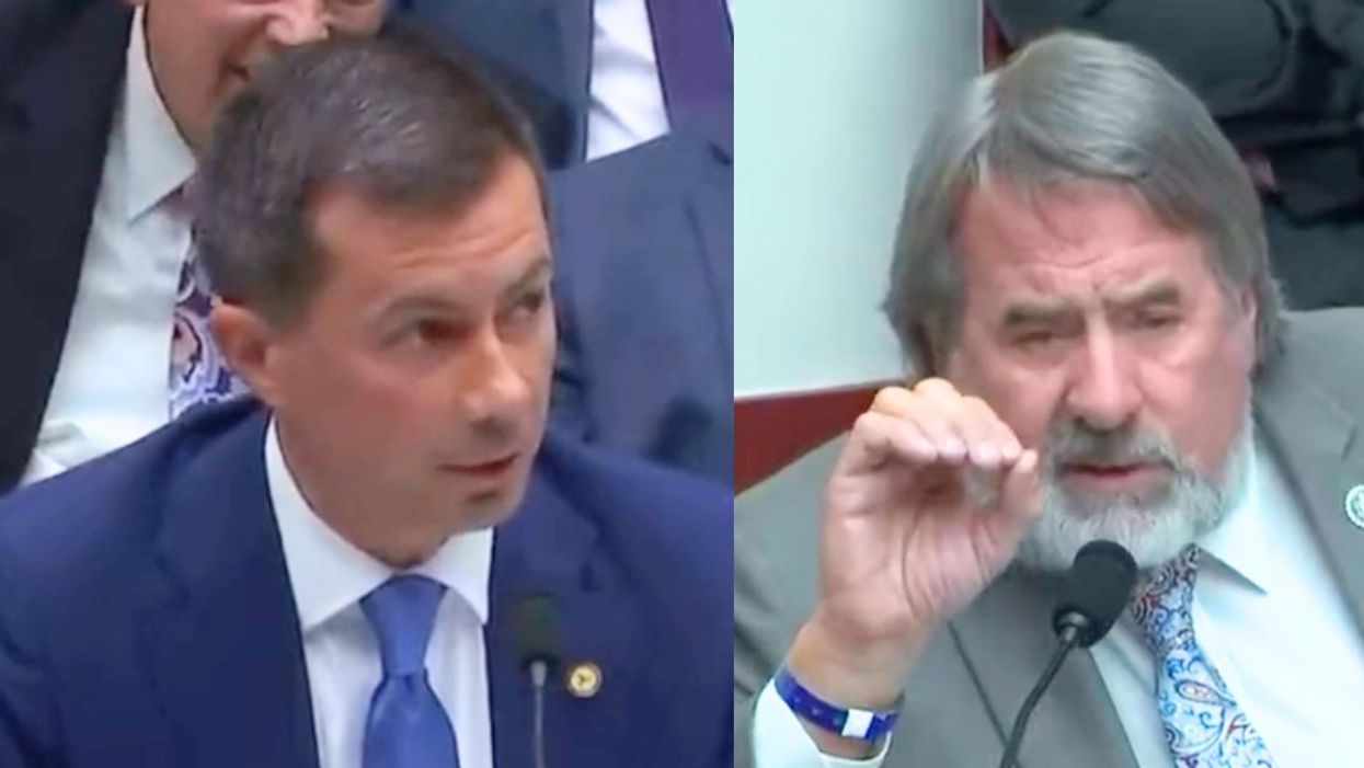 Screenshot of Pete Buttigieg; screenshot of Rep. Doug LaMalfa