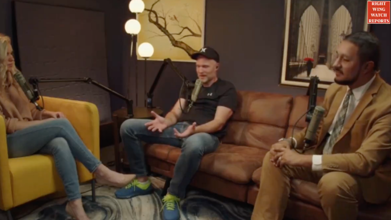 Screenshot of podcasters Edward Szall, Lauren Witzke and Vincent James