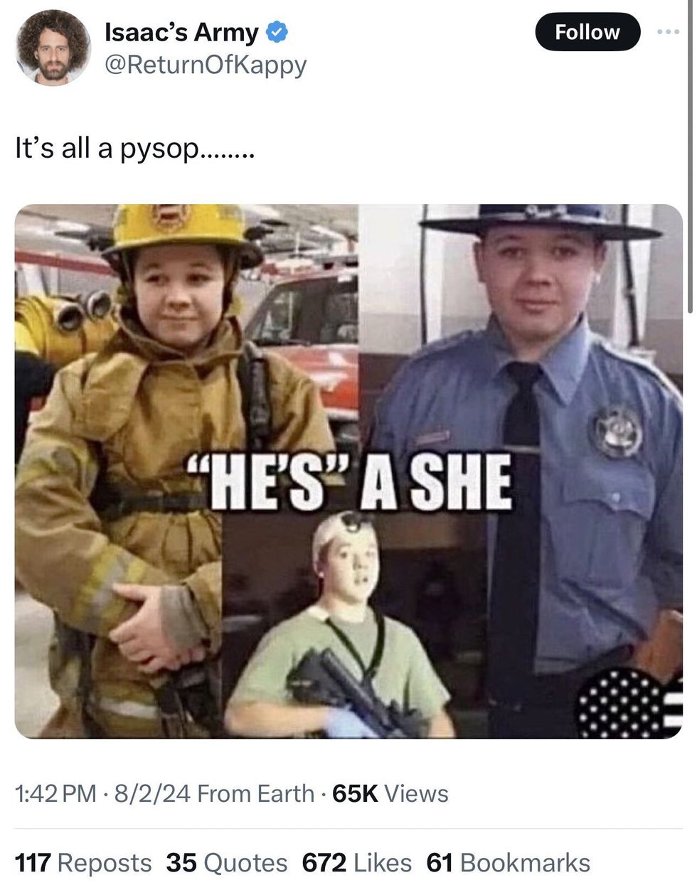 Screenshot of post attacking Kyle Rittenhouse and accusing him of being transgender