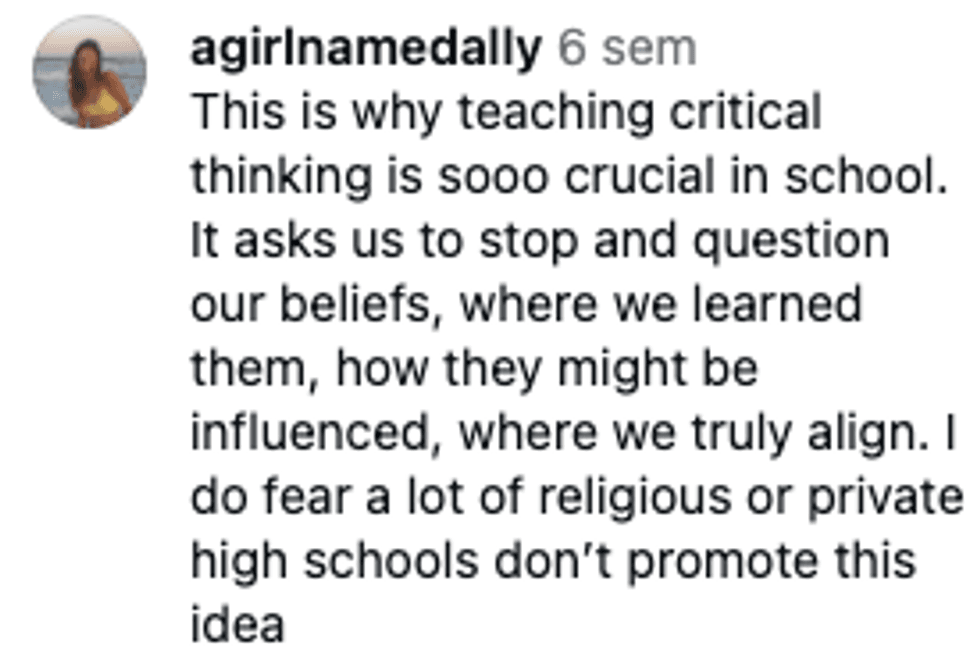 Screenshot of post by @agirlnamedally