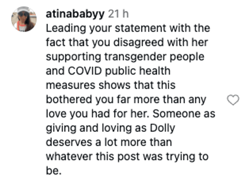 Screenshot of post by @atinababyy