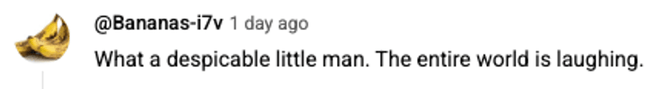 Screenshot of post by @Bananas-17v