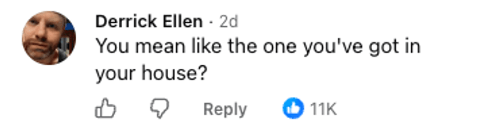 Screenshot of post by Derrick Ellen