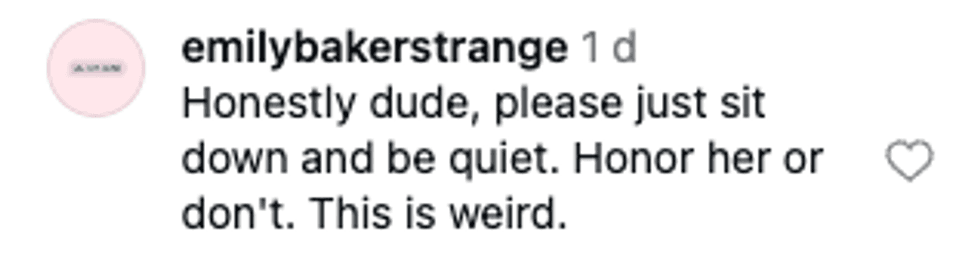Screenshot of post by @emilybakerstrange