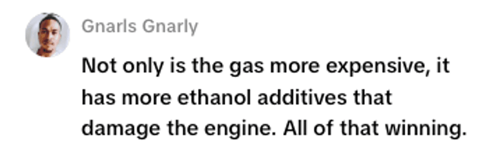 Screenshot of post by @gnarlsgnarly