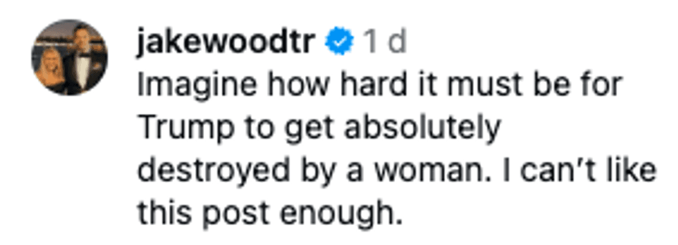 Screenshot of post by @jakewoodtr
