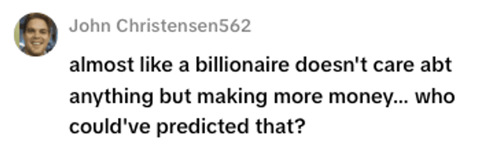 Screenshot of post by @johnchristensen562