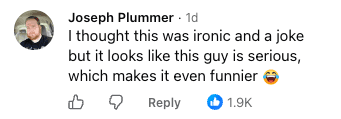 Screenshot of post by Joseph Plummer