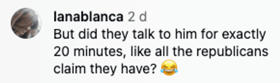 Screenshot of post by @lanablanca