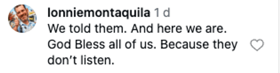 Screenshot of post by @lonniemontaquila