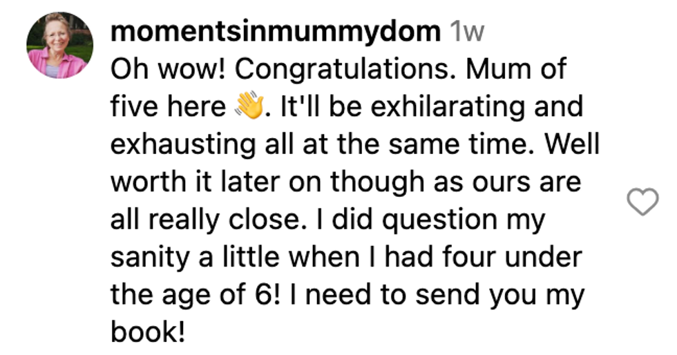 Screenshot of post by @momentsinmummydom