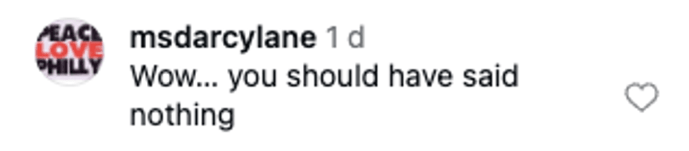 Screenshot of post by @msdarcylane