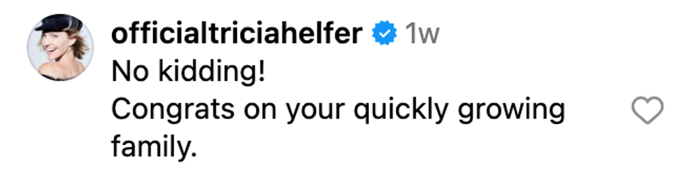 Screenshot of post by @officialtriciahelfer