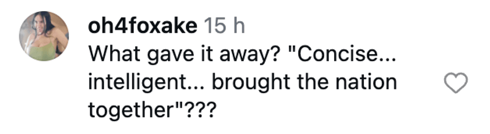 Screenshot of post by @oh4foxake