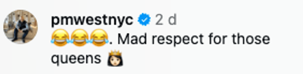 Screenshot of post by @pmwestnyc