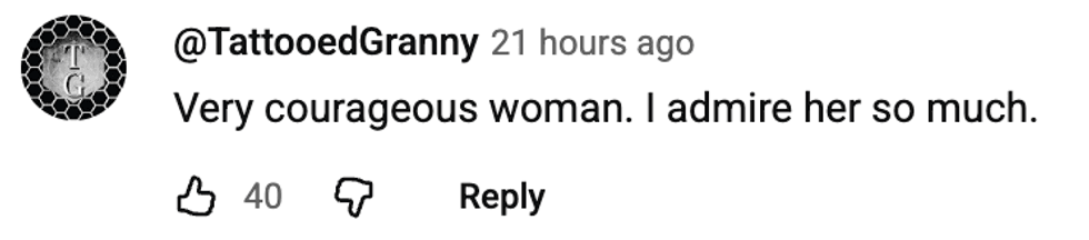 Screenshot of post by @TattooedGranny