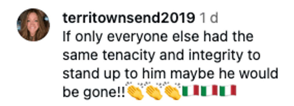 Screenshot of post by @territownsend2019