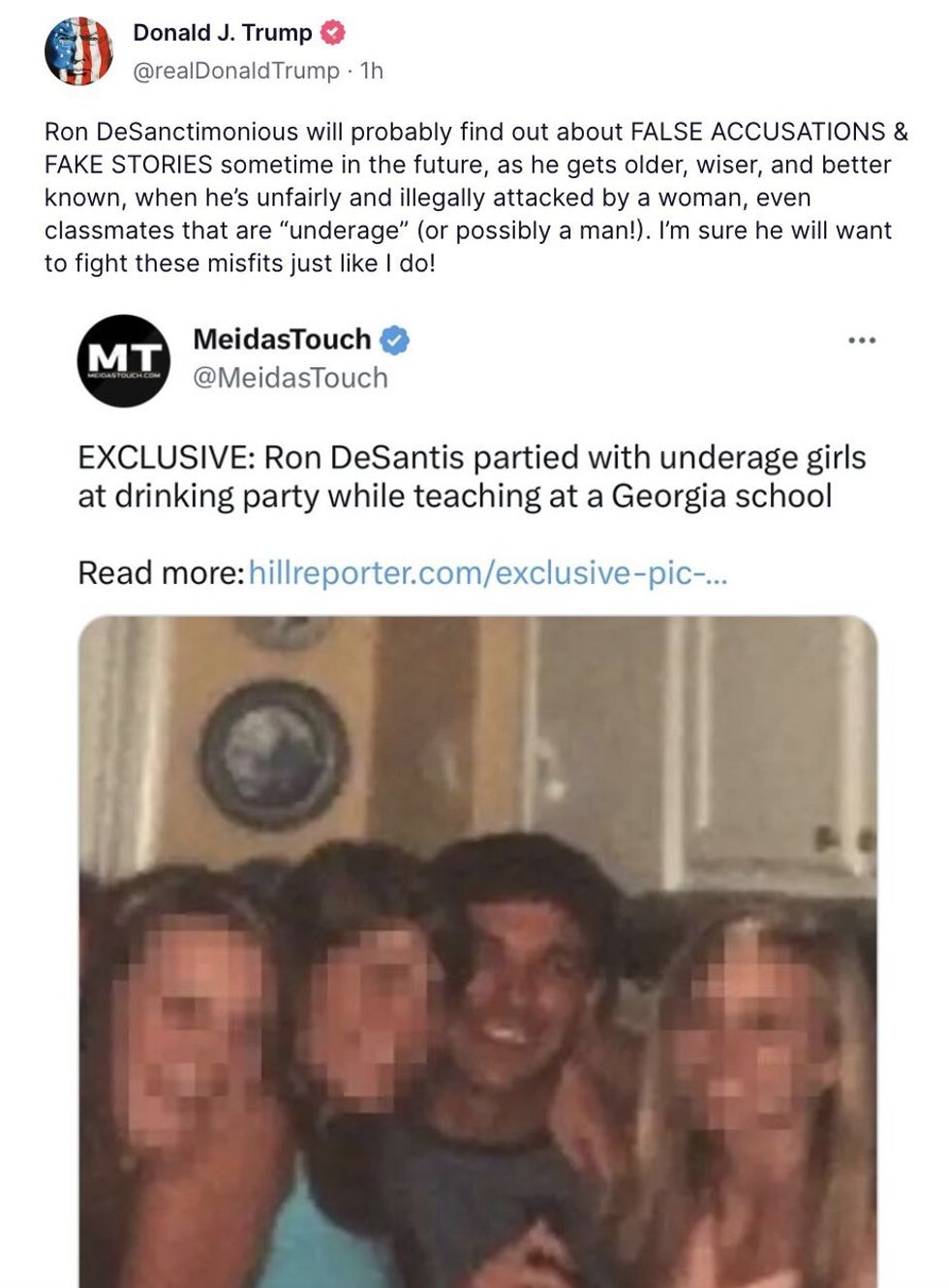 Screenshot of @realDonaldTrump's post on Truth Social