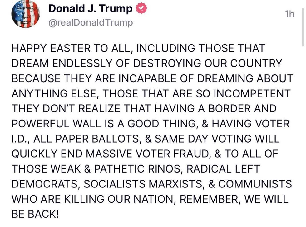 Screenshot of @realDonaldTrump's post on Truth Social