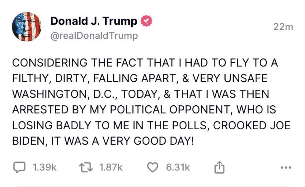 Screenshot of @realDonaldTrump's post on Truth Social
