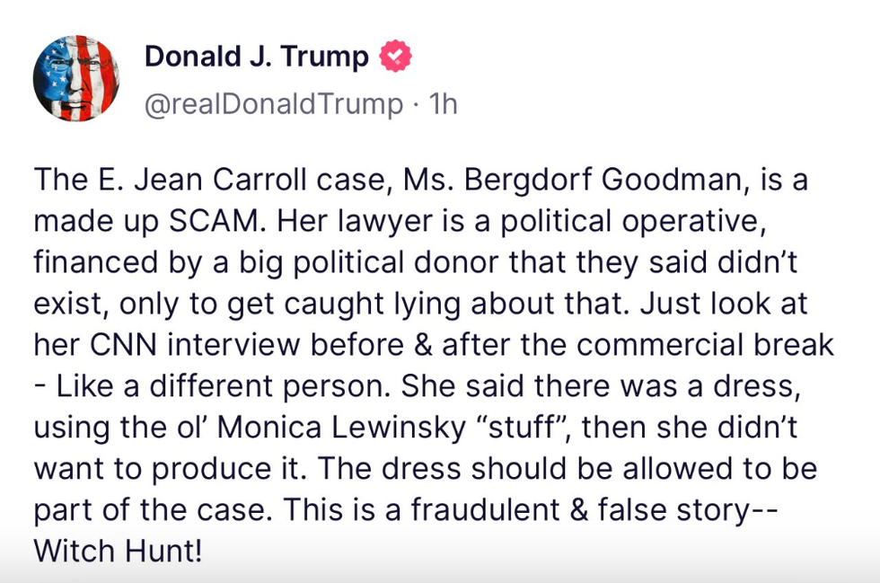 Screenshot of @realDonaldTrump's post on Truth Social