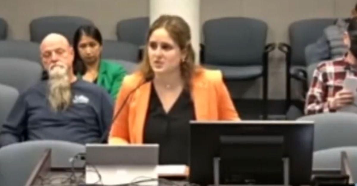 Screenshot of Rebecca Philips speaking in front of the Santee City Council