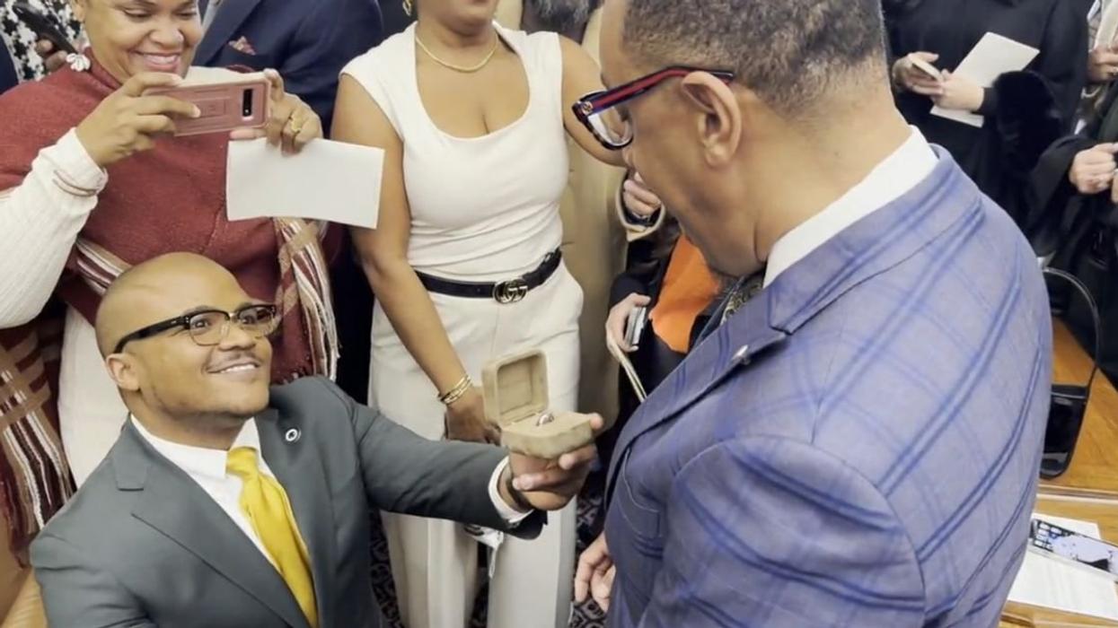 Screenshot of Rep. Venton Jones proposing to Gregory Scott Jr.