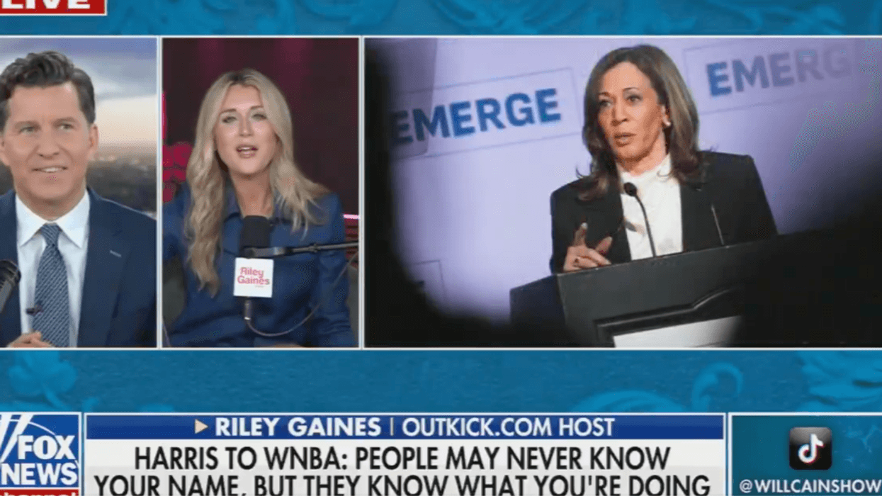 Screenshot of Riley Gaines discussing Kamala Harris