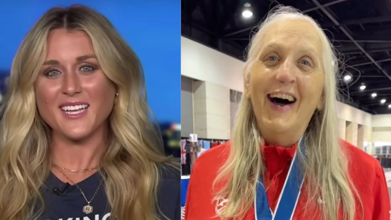 Screenshot of Riley Gaines; Screenshot of Liz Kocab