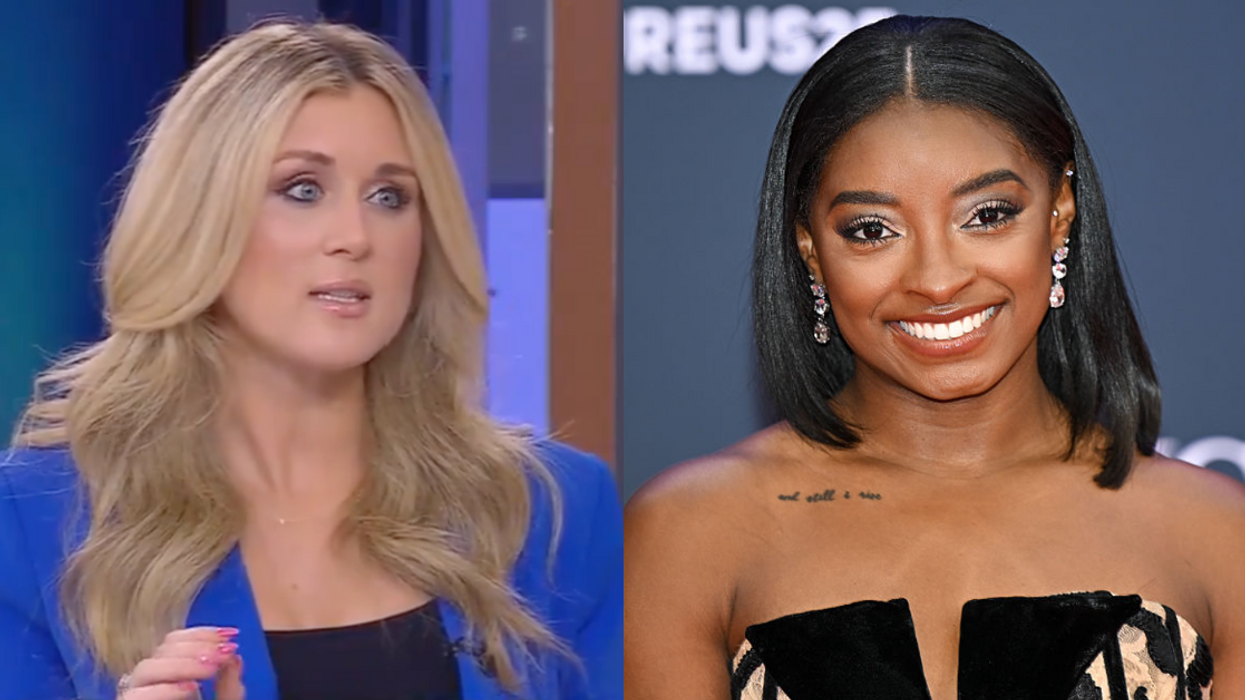 Screenshot of Riley Gaines; Simone Biles