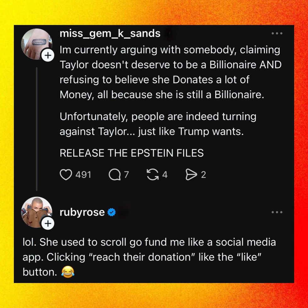 Screenshot of Ruby Rose's response to another Threads user
