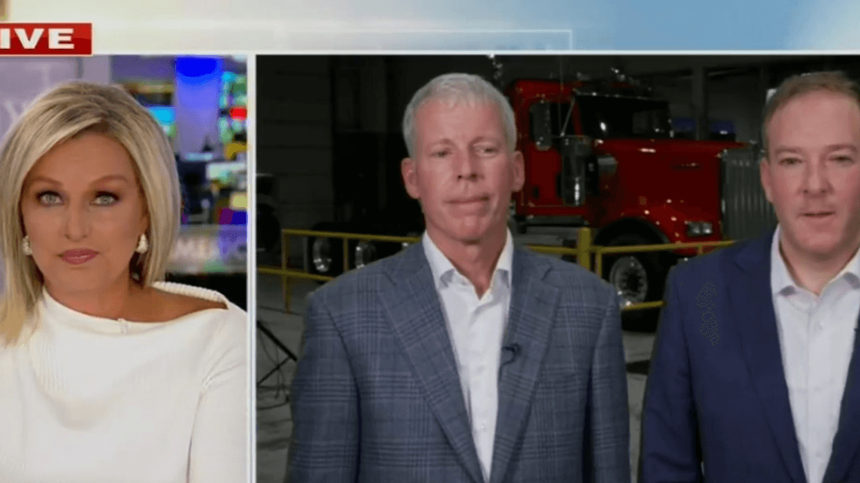 screenshot of Sandra Smith, Chris Wright, and Lee Zeldin on Fox News