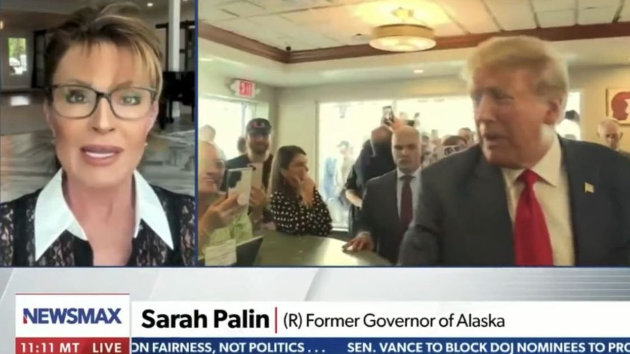 Screenshot of Sarah Palin featured on "Newsmax"