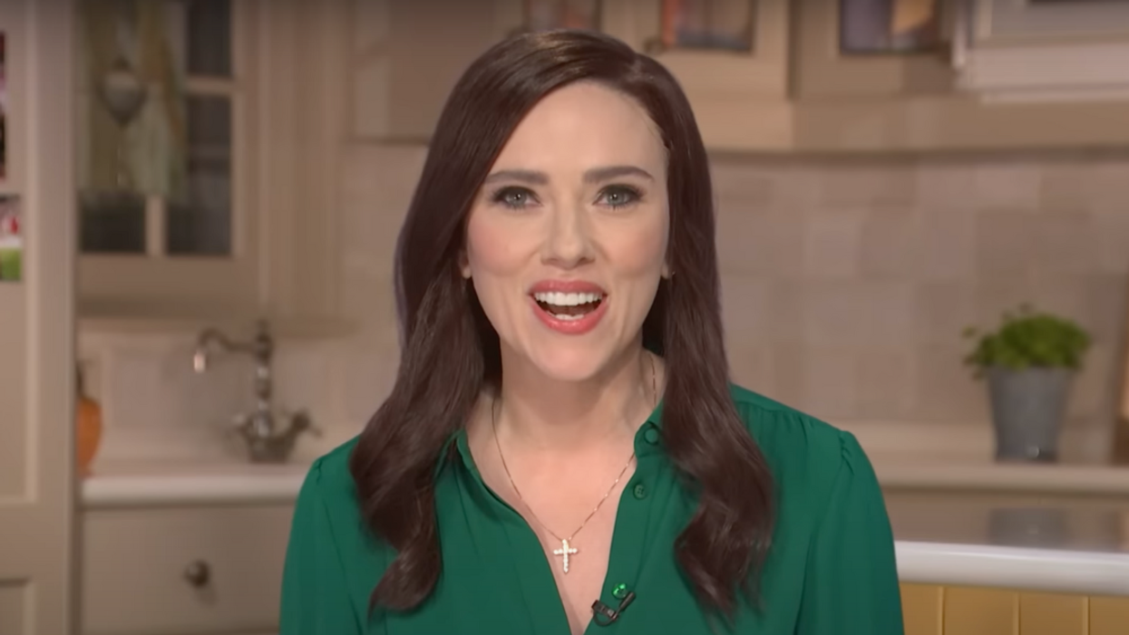 Screenshot of Scarlett Johansson as Katie Britt on "SNL"