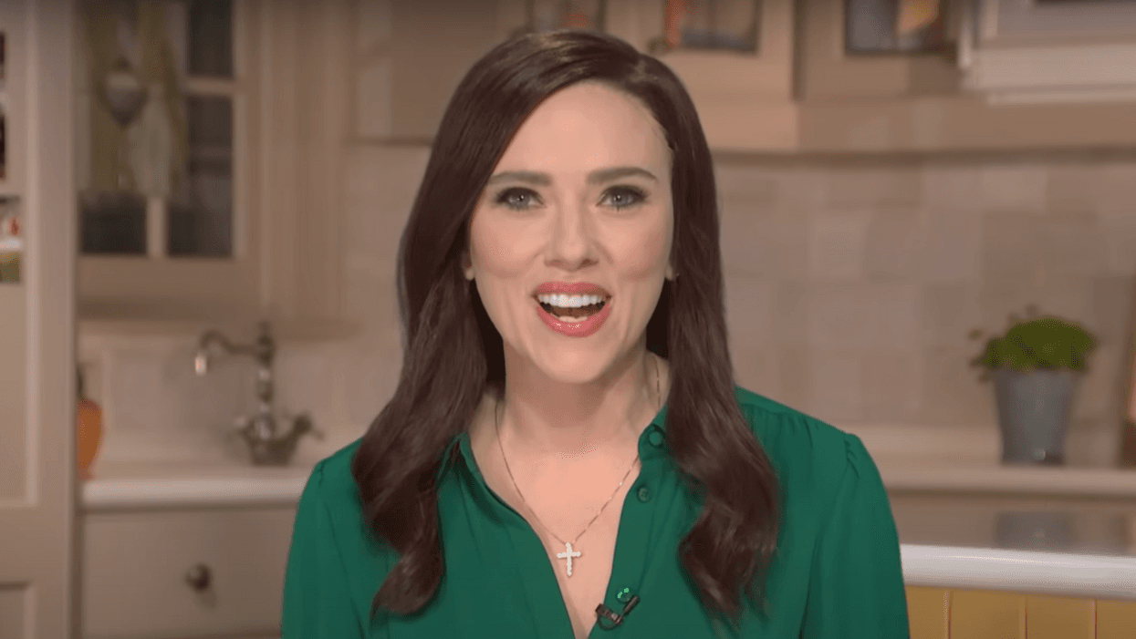 Screenshot of Scarlett Johansson as Katie Britt on "SNL"