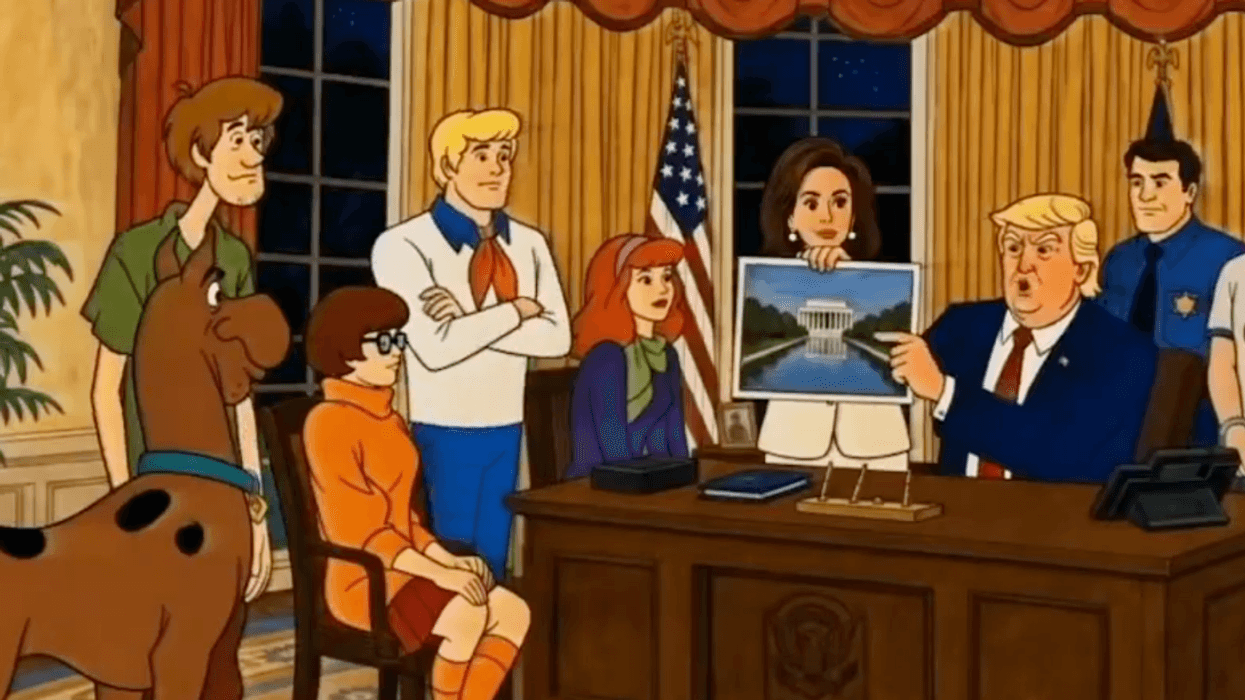 Screenshot of Scooby-Doo inspired Donald Trump Reflecting Pool video
