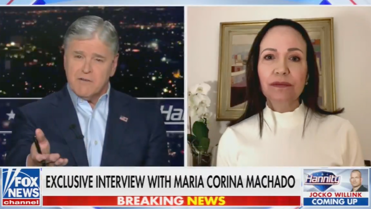 Screenshot of Sean Hannity and María Corina Machado