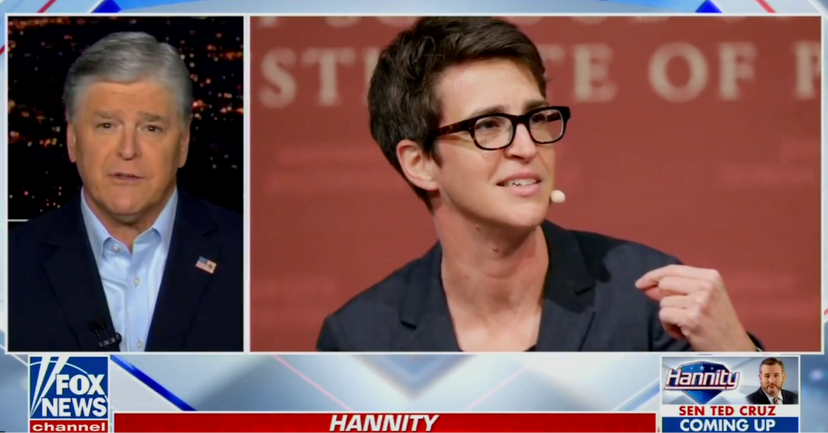 Screenshot of Sean Hannity discussing Rachel Maddow on Fox News