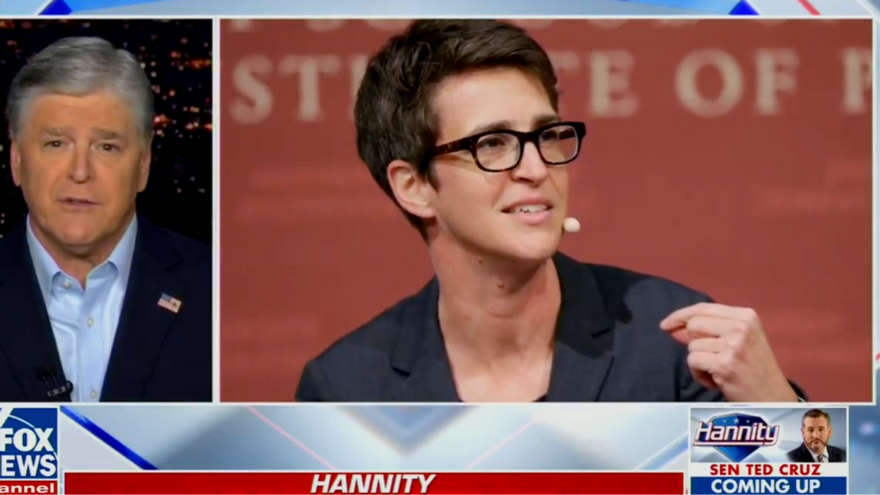 Screenshot of Sean Hannity discussing Rachel Maddow on Fox News
