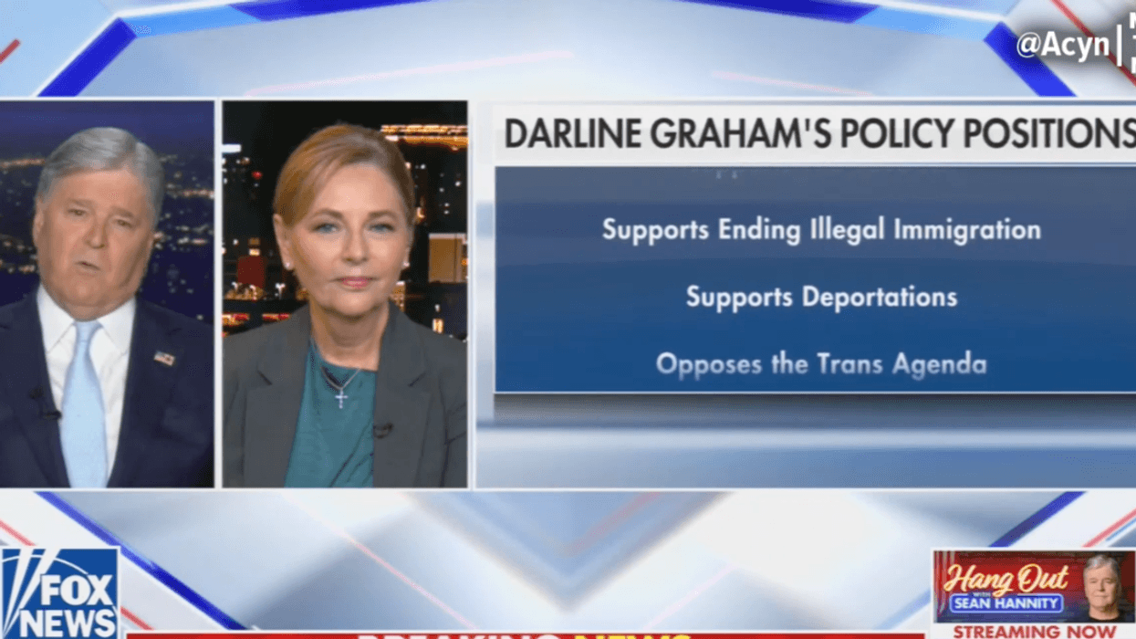 Screenshot of Sean Hannity with Darline Graham during broadcast